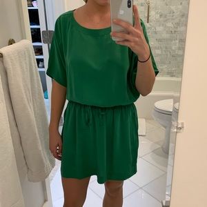 Joie green silk drawstring dress